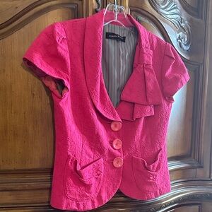 Nanette Lepore Fuchsia Short Cap Sleeve Blazer Vintage Beautiful detail Size 6